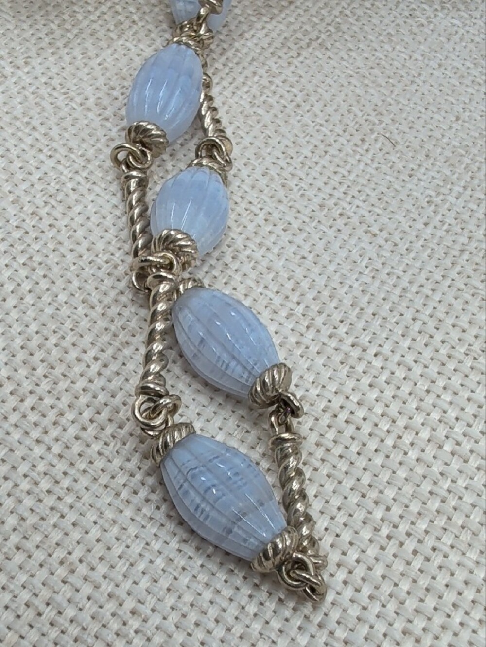 Vintage Whitney Kelly 925 Sterling Silver Blue Lace Agate Toggle Necklace 32" - Picture 13 of 16